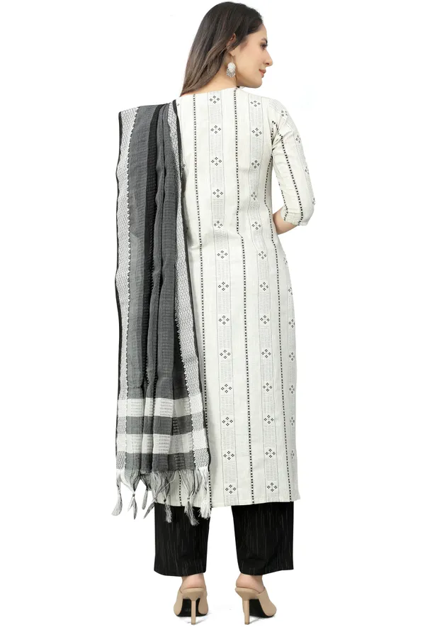 White_Khadi_Cotton_Festive_&_Party_Kurta,_Pant_&_Dupatta_Set