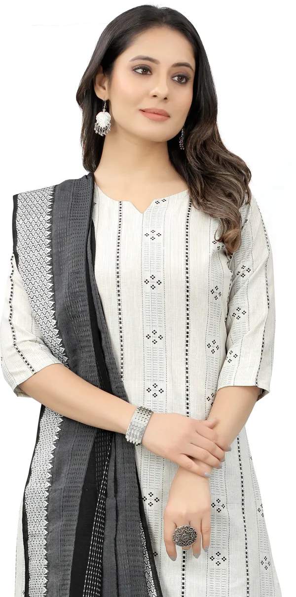 White_Khadi_Cotton_Festive_&_Party_Kurta,_Pant_&_Dupatta_Set