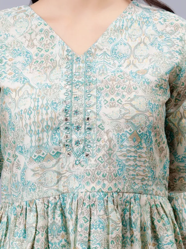 Teal_Blue_Printed_Co-ords_with_Hand_Work