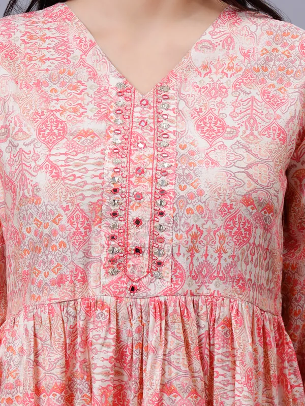 Peach_Printed_hand_work_Co-ords_set