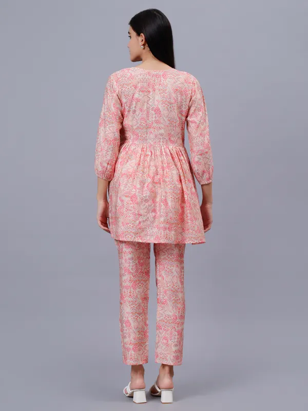 Peach_Printed_hand_work_Co-ords_set