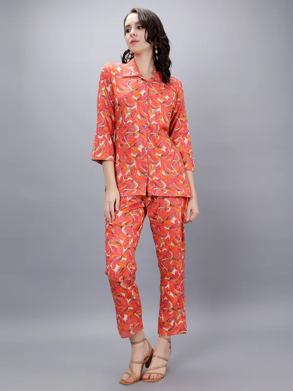 Orange_Modal_Fabric_Printed_Co-ords_for_Women