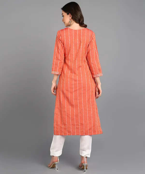 Readiprint_Orange_Blended_Straight_Fit_Kurta_&_Bottom