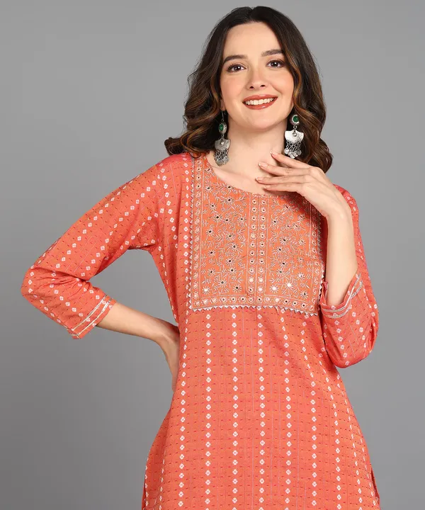 Readiprint_Orange_Blended_Straight_Fit_Kurta_&_Bottom