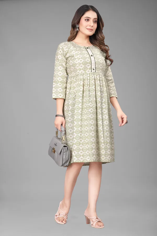 Green_Khadi_Cotton_Printed_Anarkali_Kurta