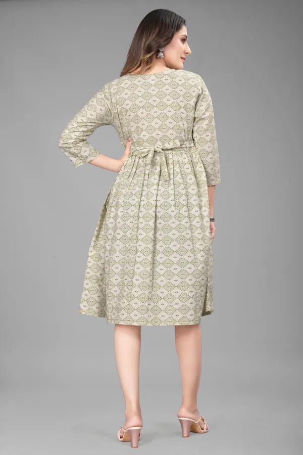 Green_Khadi_Cotton_Printed_Anarkali_Kurta