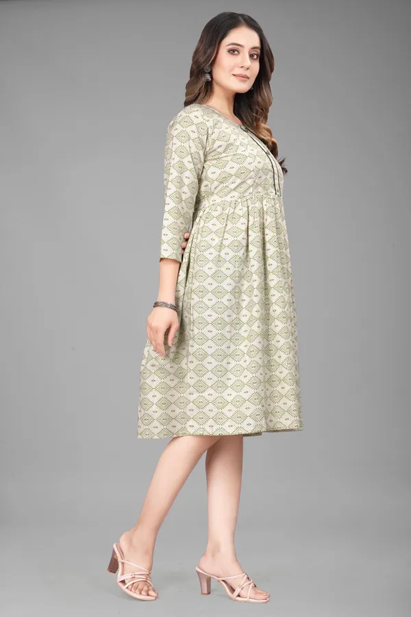 Green_Khadi_Cotton_Printed_Anarkali_Kurta