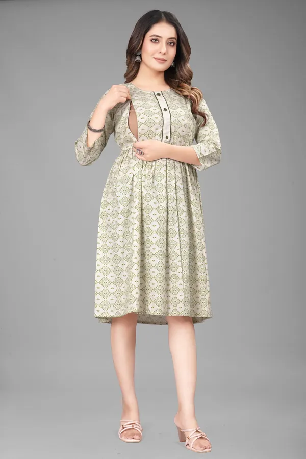 Green_Khadi_Cotton_Printed_Anarkali_Kurta