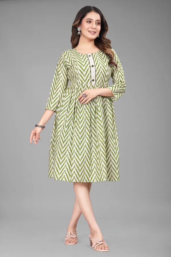 Green_Khadi_Cotton_Printed_Anarkali_Kurta