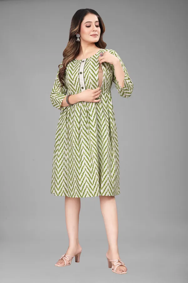 Green_Khadi_Cotton_Printed_Anarkali_Kurta