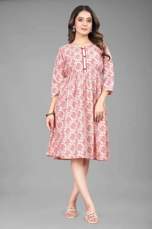 Red_Khadi_Cotton_Printed_Anarkali_Kurta
