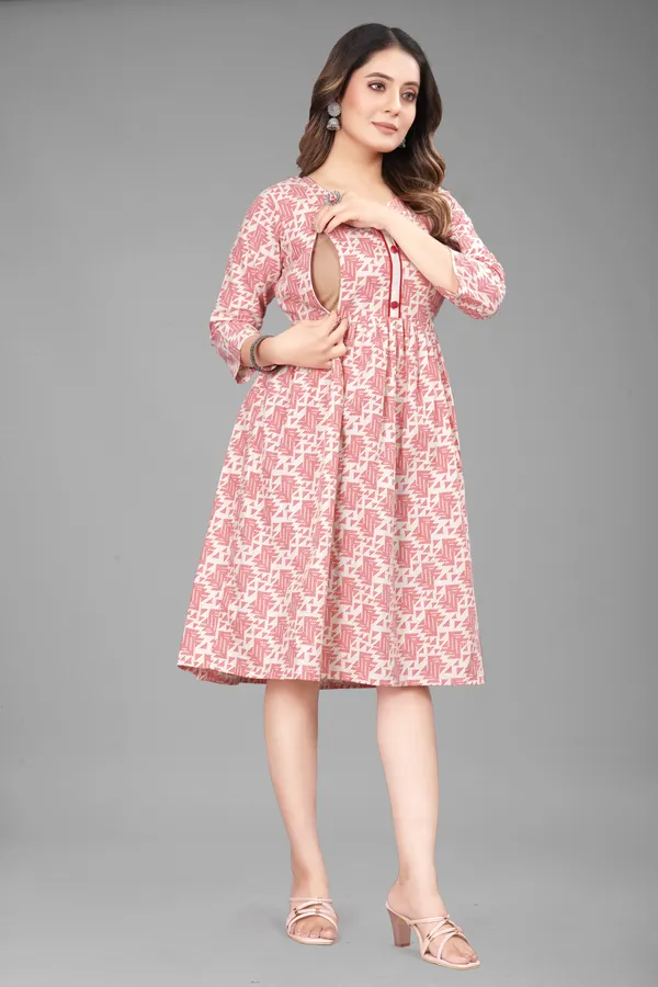 Red_Khadi_Cotton_Printed_Anarkali_Kurta