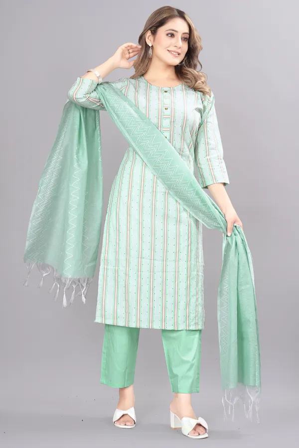 Blue_Pure_Cotton_Solid_Kurta_Pant_Dupatta_Set