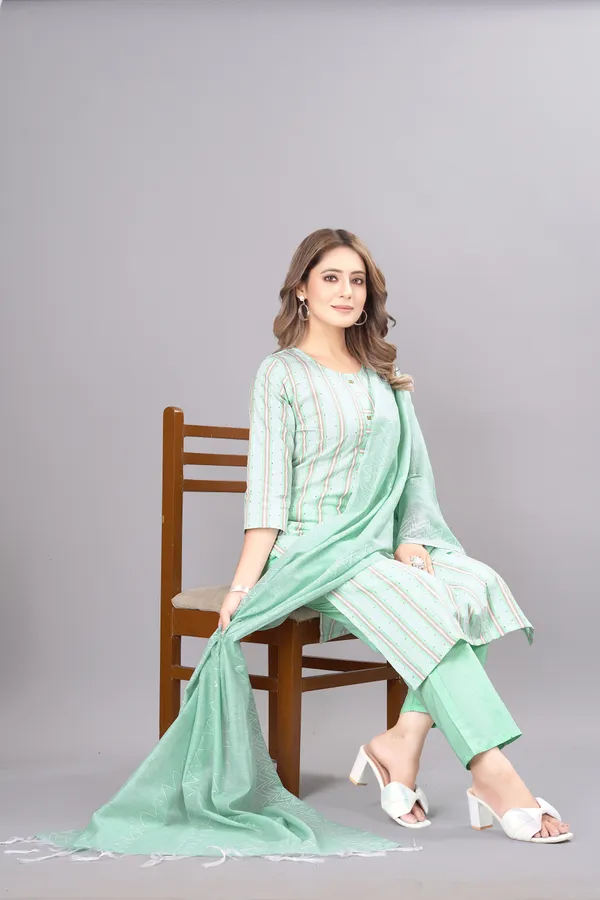 Blue_Pure_Cotton_Solid_Kurta_Pant_Dupatta_Set