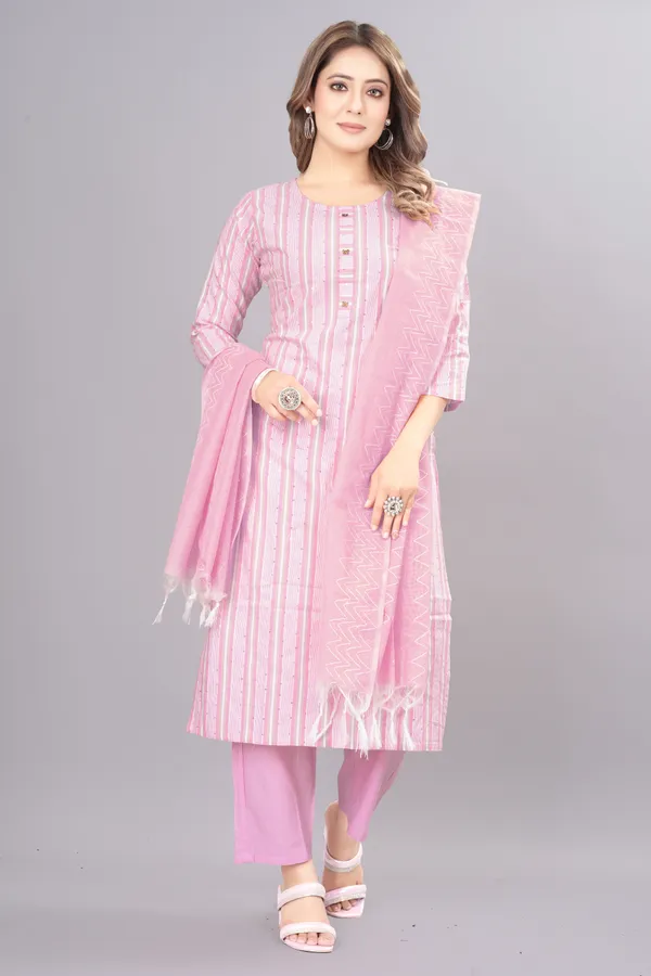 Women_Pure_Cotton_Kurta_Pant_Dupatta_Set