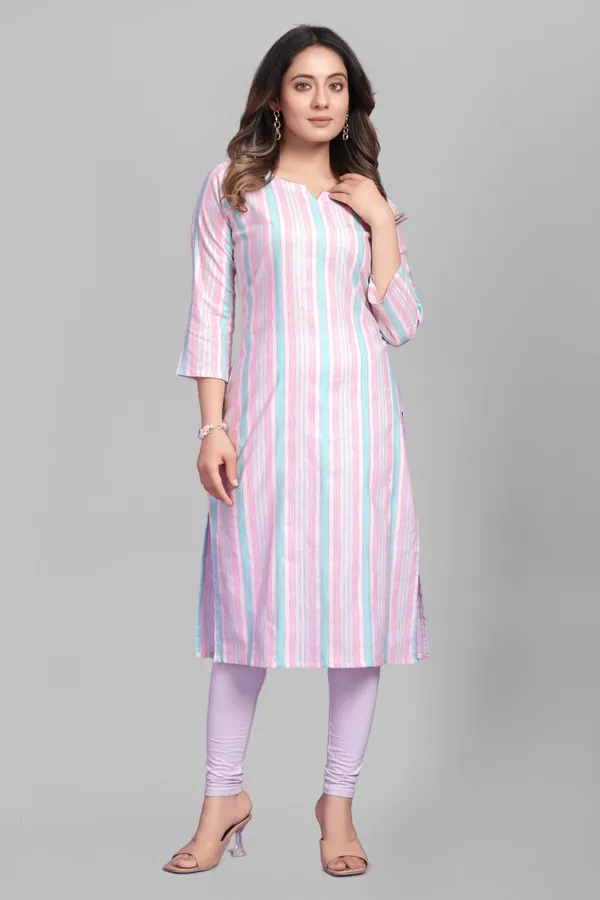 Women_Striped_Khadi_Cotton_A-line_Kurta__(Pink)