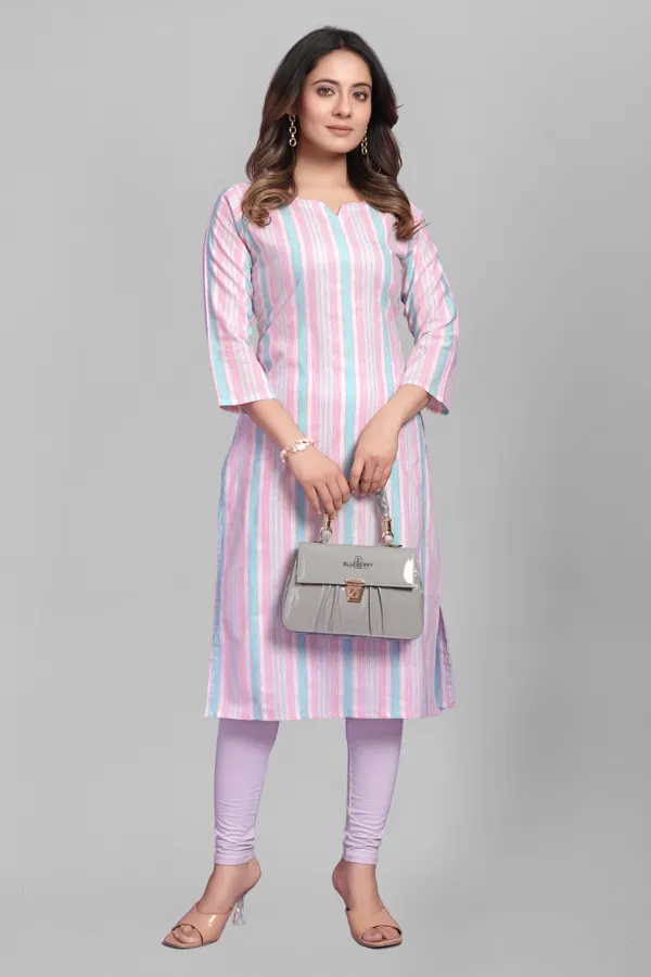 Women_Striped_Khadi_Cotton_A-line_Kurta__(Pink)