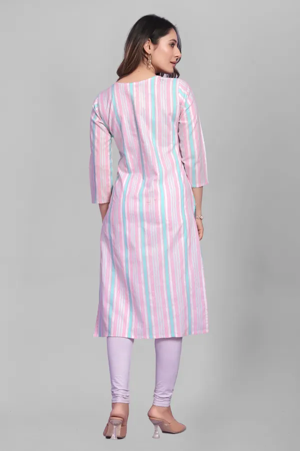 Women_Striped_Khadi_Cotton_A-line_Kurta__(Pink)
