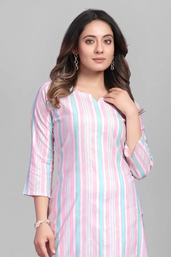 Women_Striped_Khadi_Cotton_A-line_Kurta__(Pink)