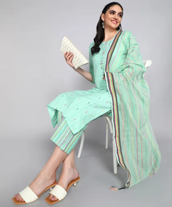 Women's_Pure_Cotton_Woven_designed_Kurta_and_pant_set_with_dupatta