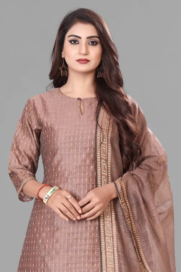 Coffee_Party_Wear_&_Casual_Kurta_Pant_Dupatta_Set