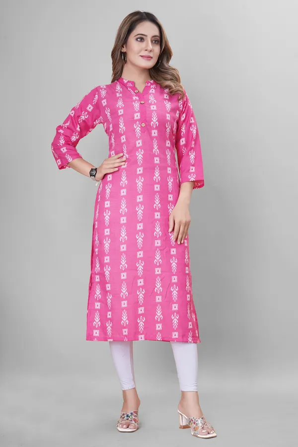 Pink_Cotton_Blend_Striped_A-line_Kurta