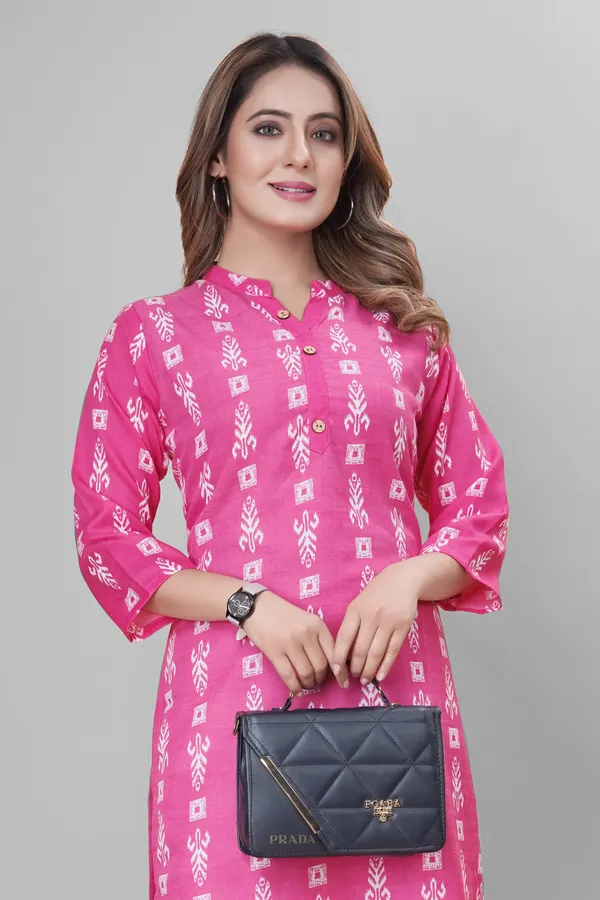 Pink_Cotton_Blend_Striped_A-line_Kurta