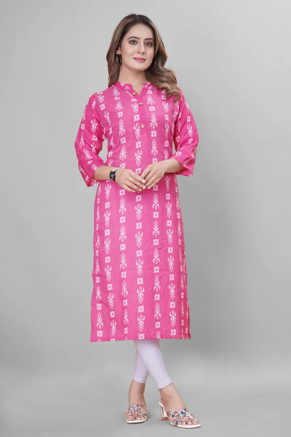 Pink_Cotton_Blend_Striped_A-line_Kurta