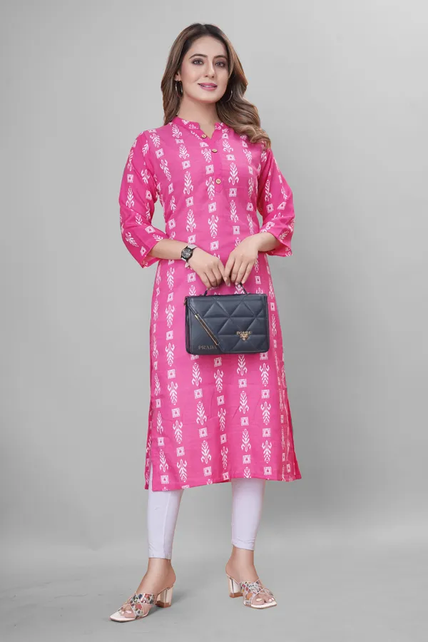 Pink_Cotton_Blend_Striped_A-line_Kurta