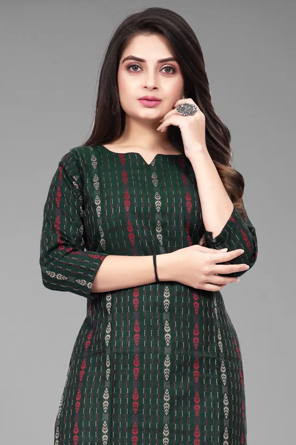 Green_Cotton_Woven_Design_A-line_Kurta