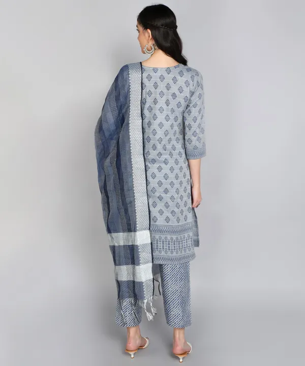 Blue_Pure_Cotton_Printed_Kurta_Pant_Dupatta_Set