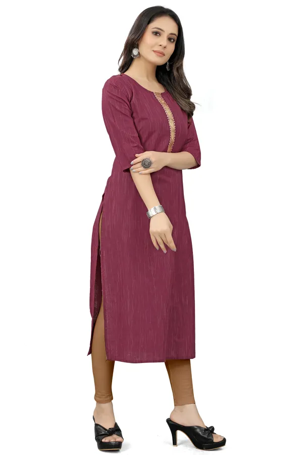Maroon_Cotton__Striped_Straight_Kurta