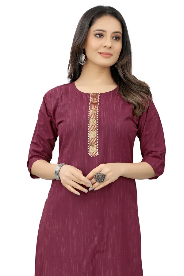 Maroon_Cotton__Striped_Straight_Kurta