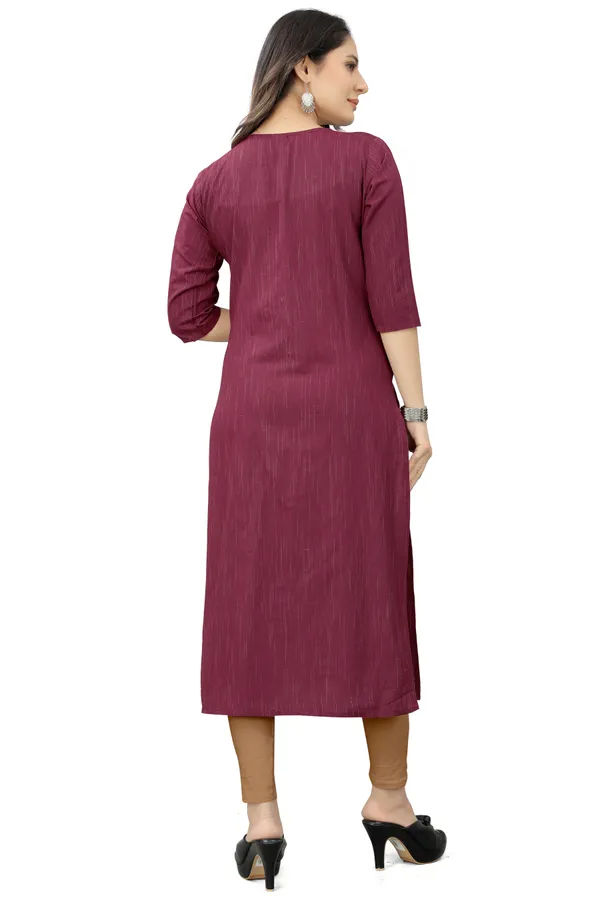 Maroon_Cotton__Striped_Straight_Kurta