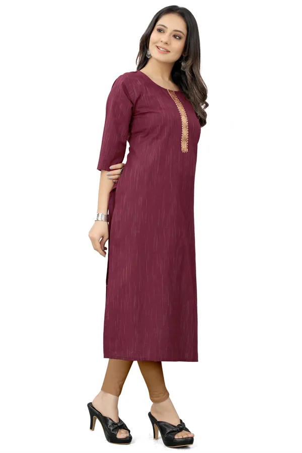 Maroon_Cotton__Striped_Straight_Kurta