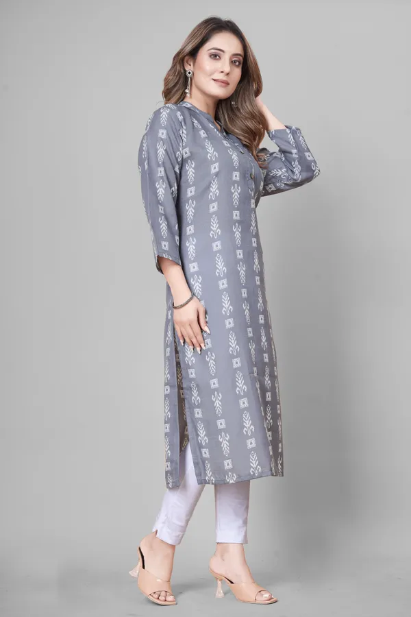 Grey_Cotton_Blend_Striped_A-line_Kurta