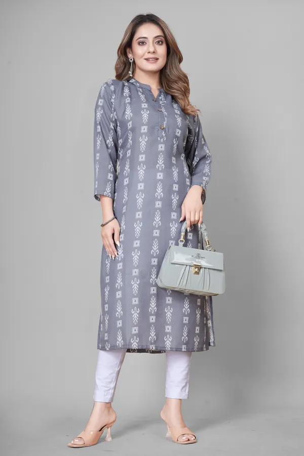 Grey_Cotton_Blend_Striped_A-line_Kurta