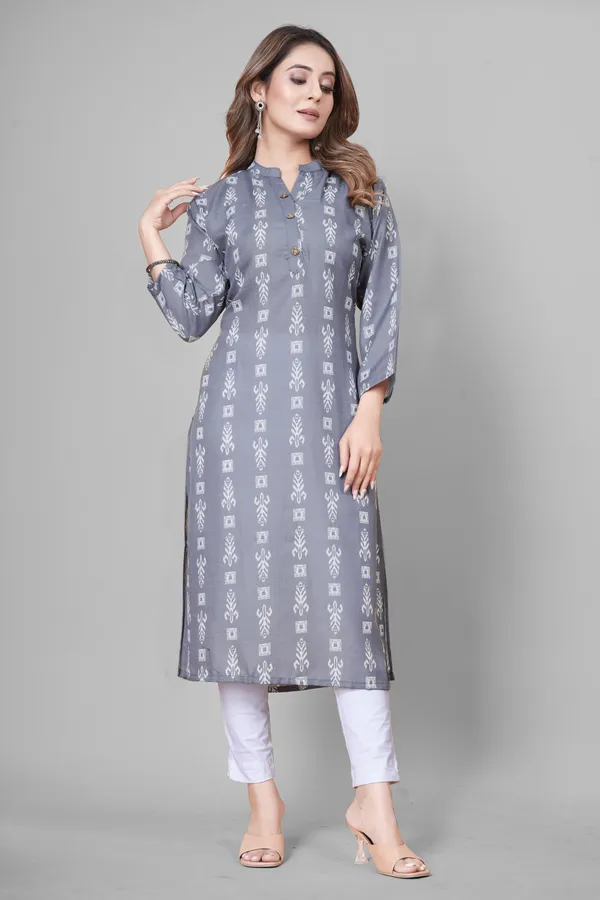 Grey_Cotton_Blend_Striped_A-line_Kurta