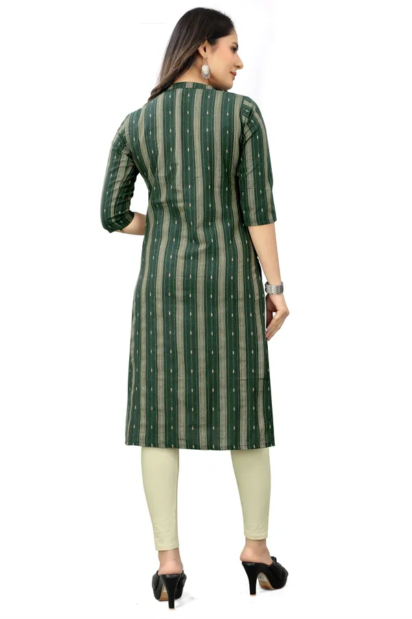 Green_Cotton_Striped_Straight_Kurta