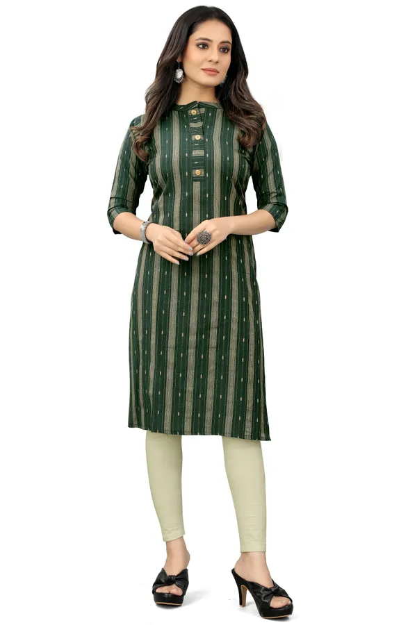 Green_Cotton_Striped_Straight_Kurta