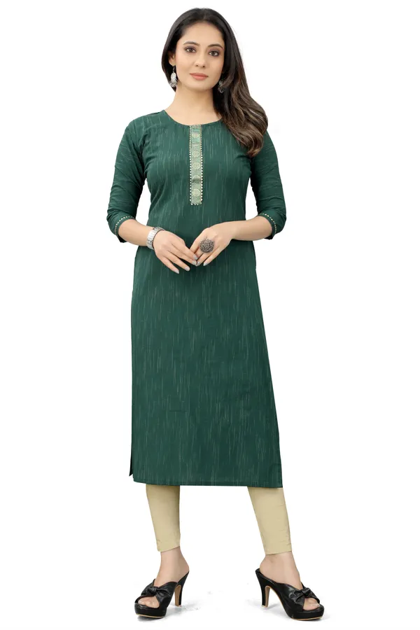 Green_Cotton__Striped_Straight_Kurta