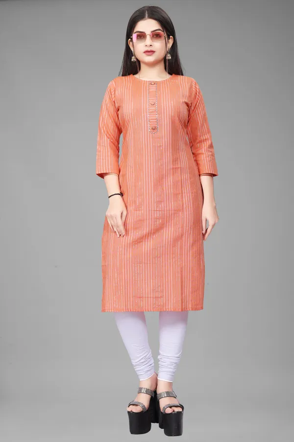 Orange_Cotton_Striped_Straight_Kurta
