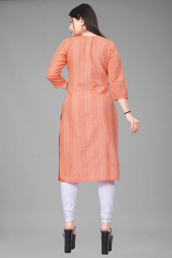 Orange_Cotton_Striped_Straight_Kurta