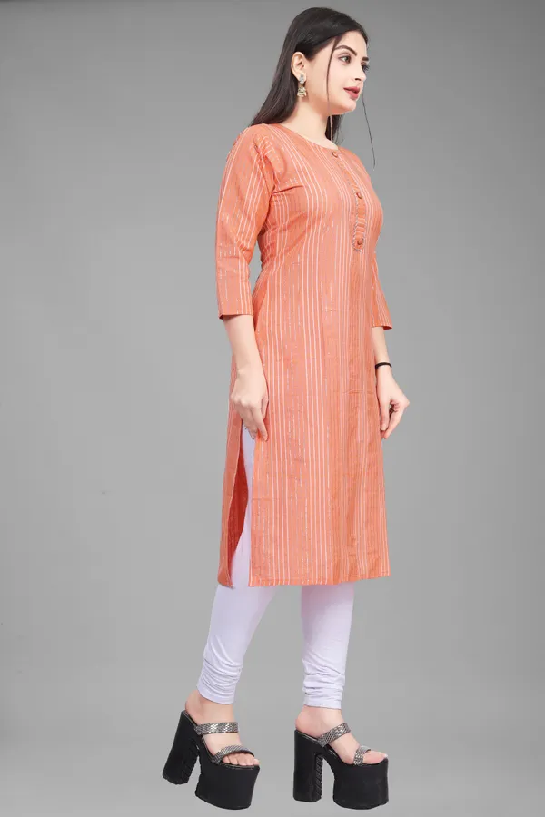 Orange_Cotton_Striped_Straight_Kurta