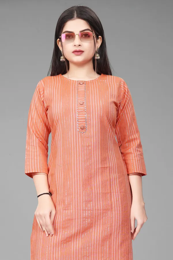 Orange_Cotton_Striped_Straight_Kurta