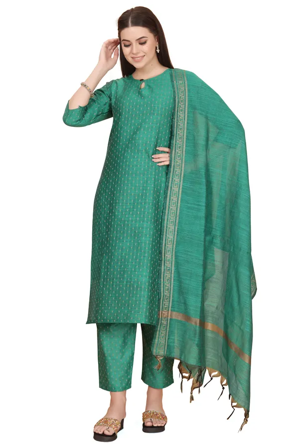 Dark_Green_Party_Wear_&_Casual_Kurta_Pant_Dupatta_Set