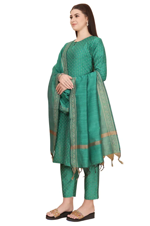 Dark_Green_Party_Wear_&_Casual_Kurta_Pant_Dupatta_Set