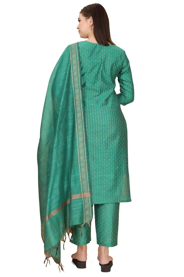 Dark_Green_Party_Wear_&_Casual_Kurta_Pant_Dupatta_Set