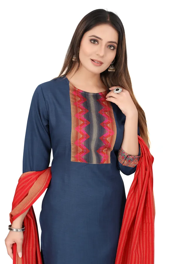 Blue_Cotton_Blend_Solid_Kurta_Pant_Dupatta_Set