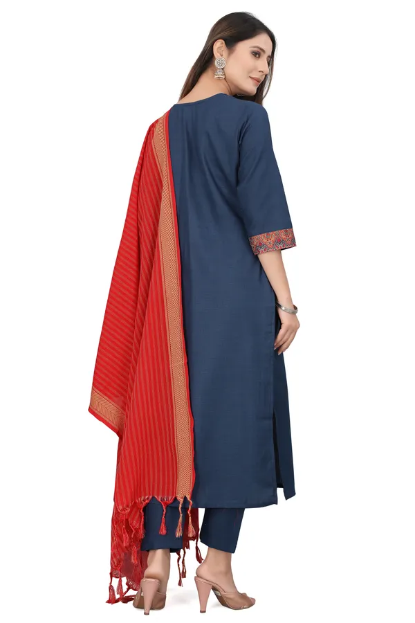 Blue_Cotton_Blend_Solid_Kurta_Pant_Dupatta_Set